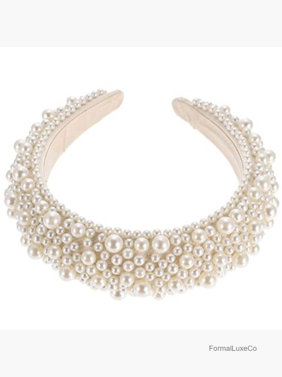 Pearl Jeweled Baroque Padded Hairband Bridal Hair Hoop
